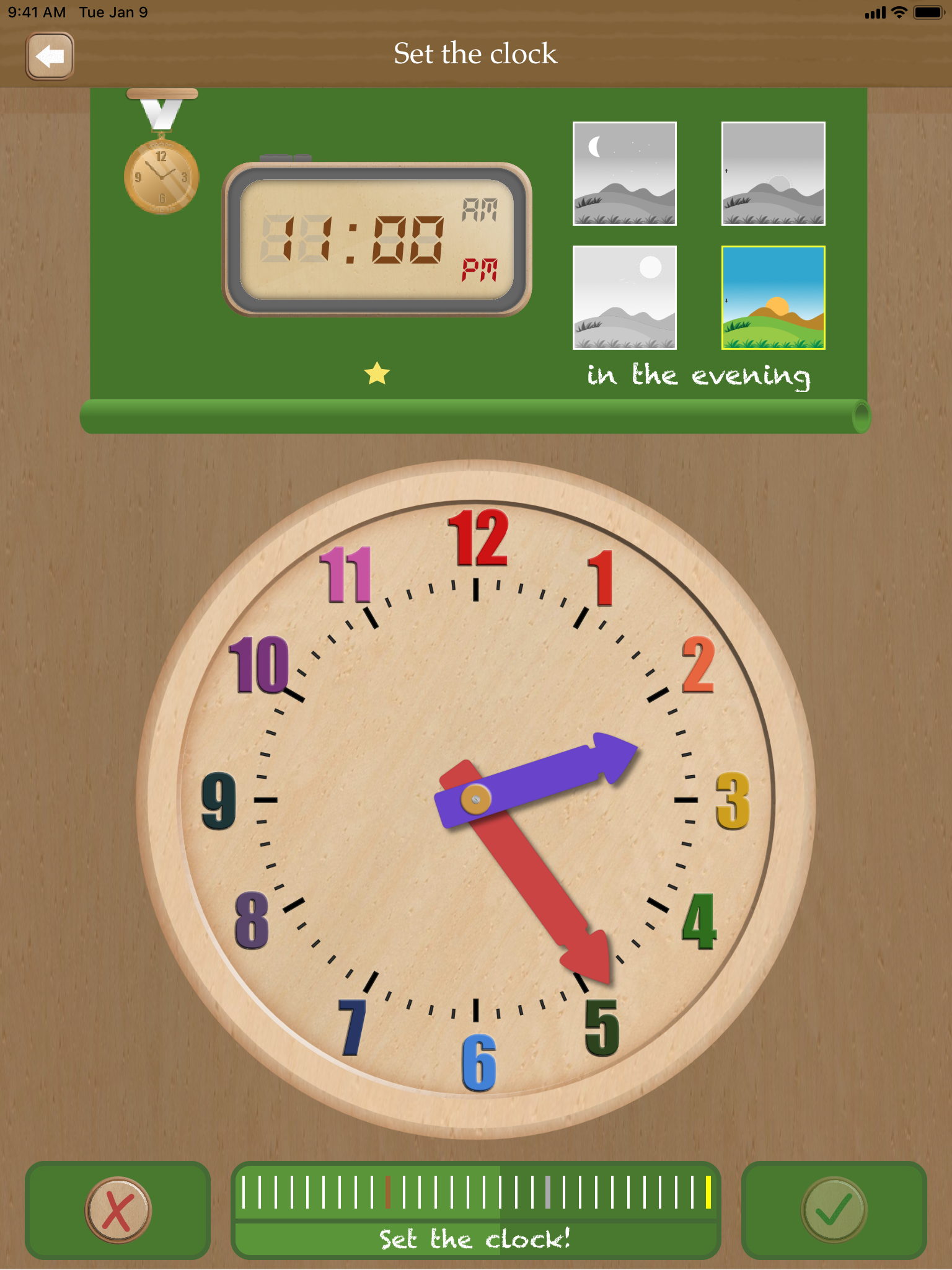 Thumbnail: Set the clock - telling time on iPad App - game type 'Set the clock forward and backward'