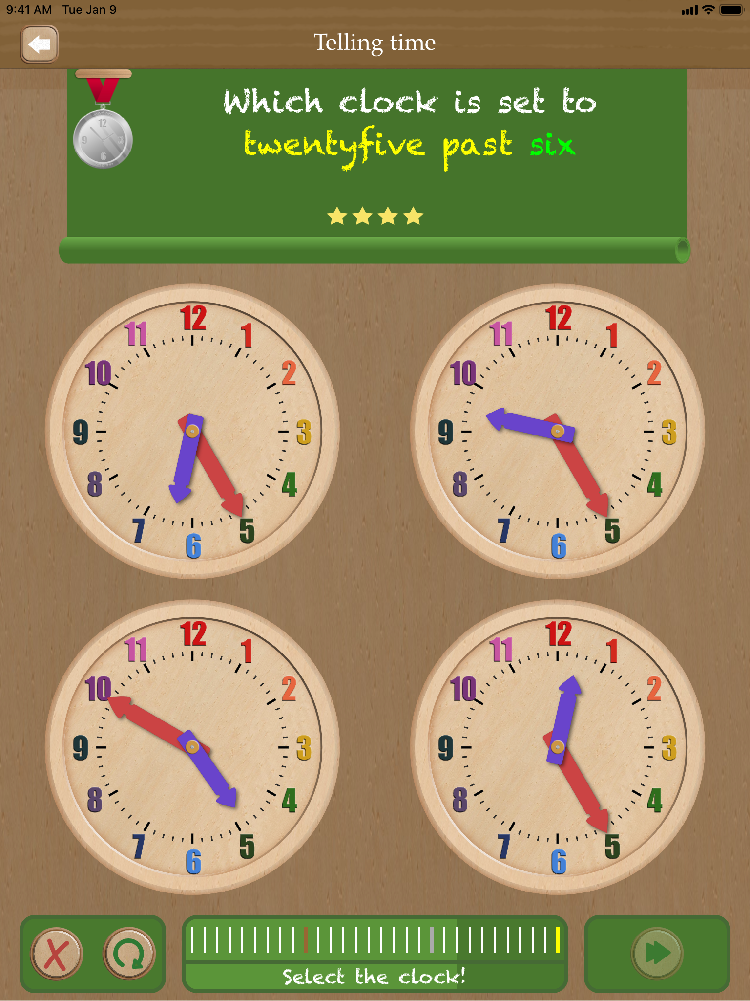 Thumbnail: Set the clock - telling time on iPad App - game type 'Compare an analog and digital clock'